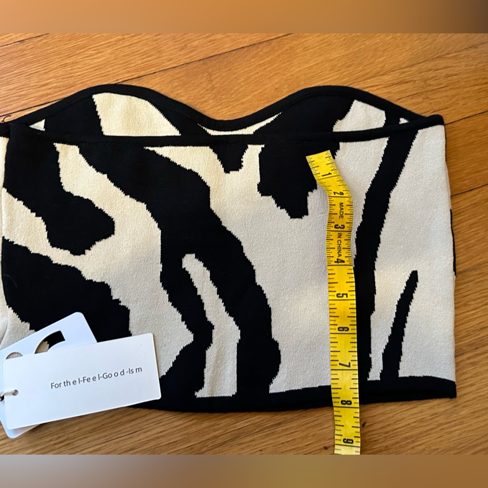 Black and White Bandeau Top Zebra stripe baddie indie - Picture 2 of 5